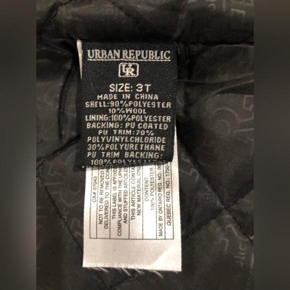 Wool Blend Pea Coat Toddler Boy Girl Black 3T - Picture 4 of 5